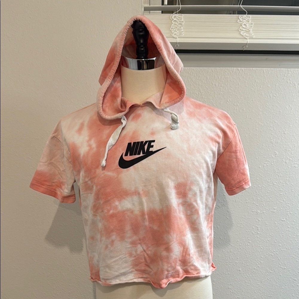 Nike Pink and White Tie-Dye Sweatshirt